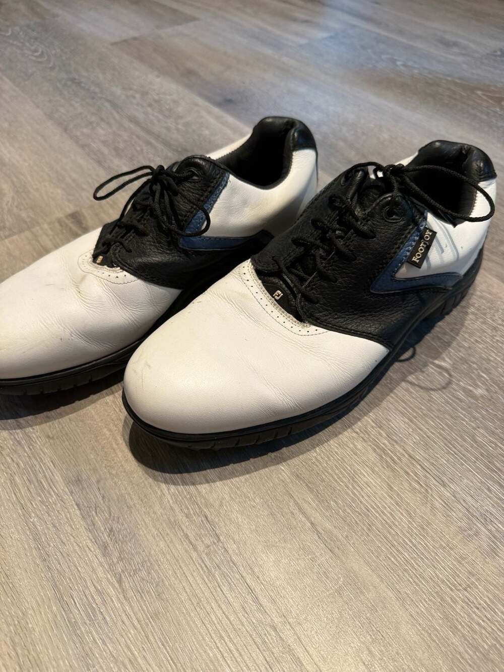 FootJoy MyJoys Custom Saddle Golf Shoes Black White Men's 10.5M 54210